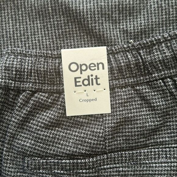 Open Edit Nordstrom Cropped Pull On Pants Black Houndstooth L NWT - Picture 7 of 8
